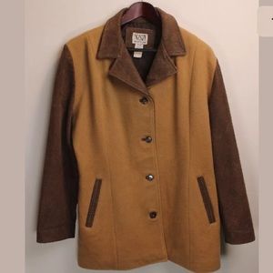 Suede Leather Jacket Vintage Cozy Winter Coat Sz L